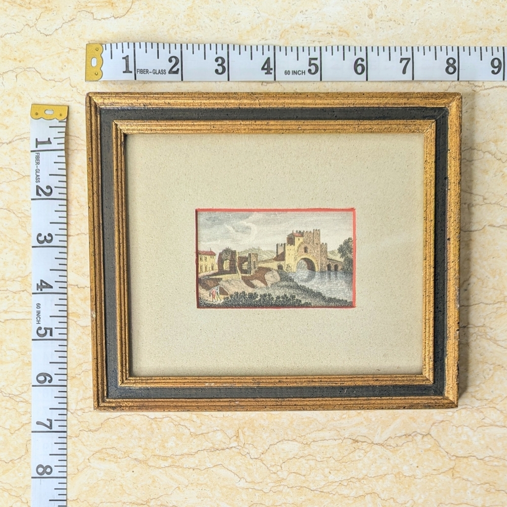 Vintage Scene Of Italy  Framed Art Print 7" x 8" Gold Frame Old World - Picture 5 of 6